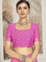 Lavender Pink Chiffon Printed Saree